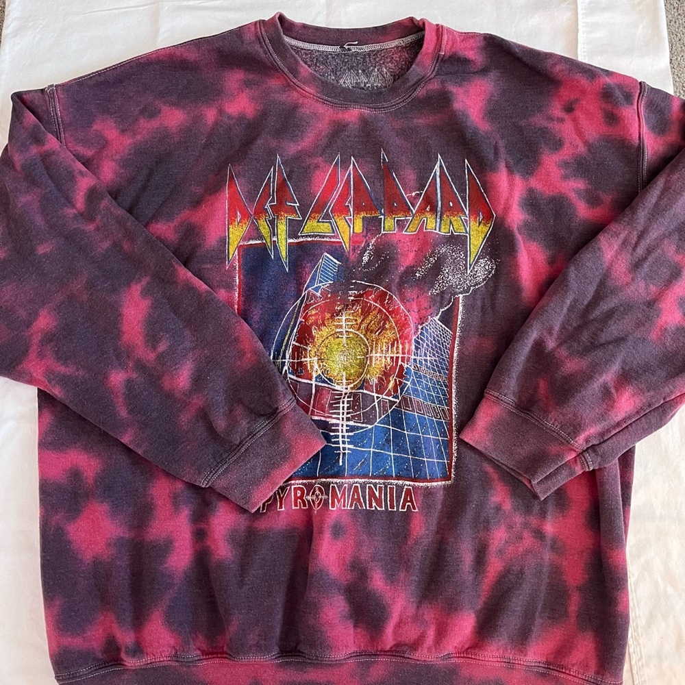 red tie dye def leppard crewneck from urban outfitters